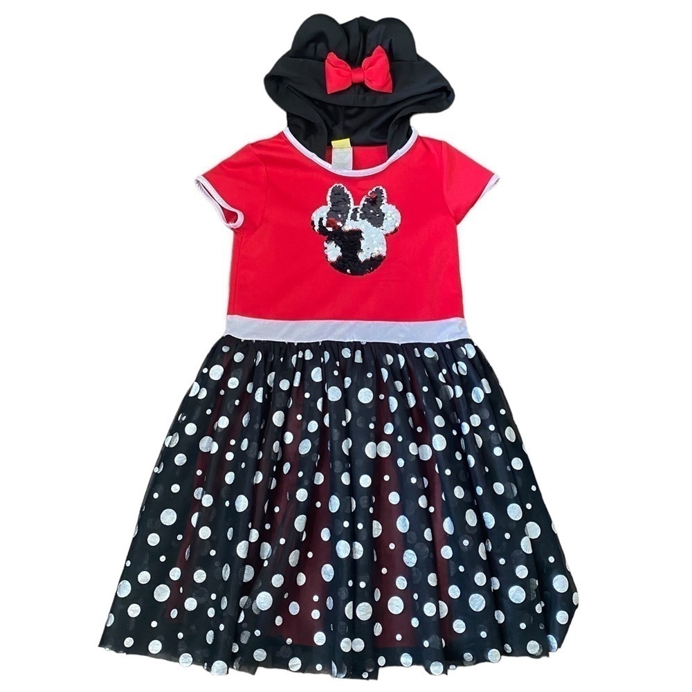 Disney Minnie Mouse Hooded Sequin Tutu Dress Size 10/12